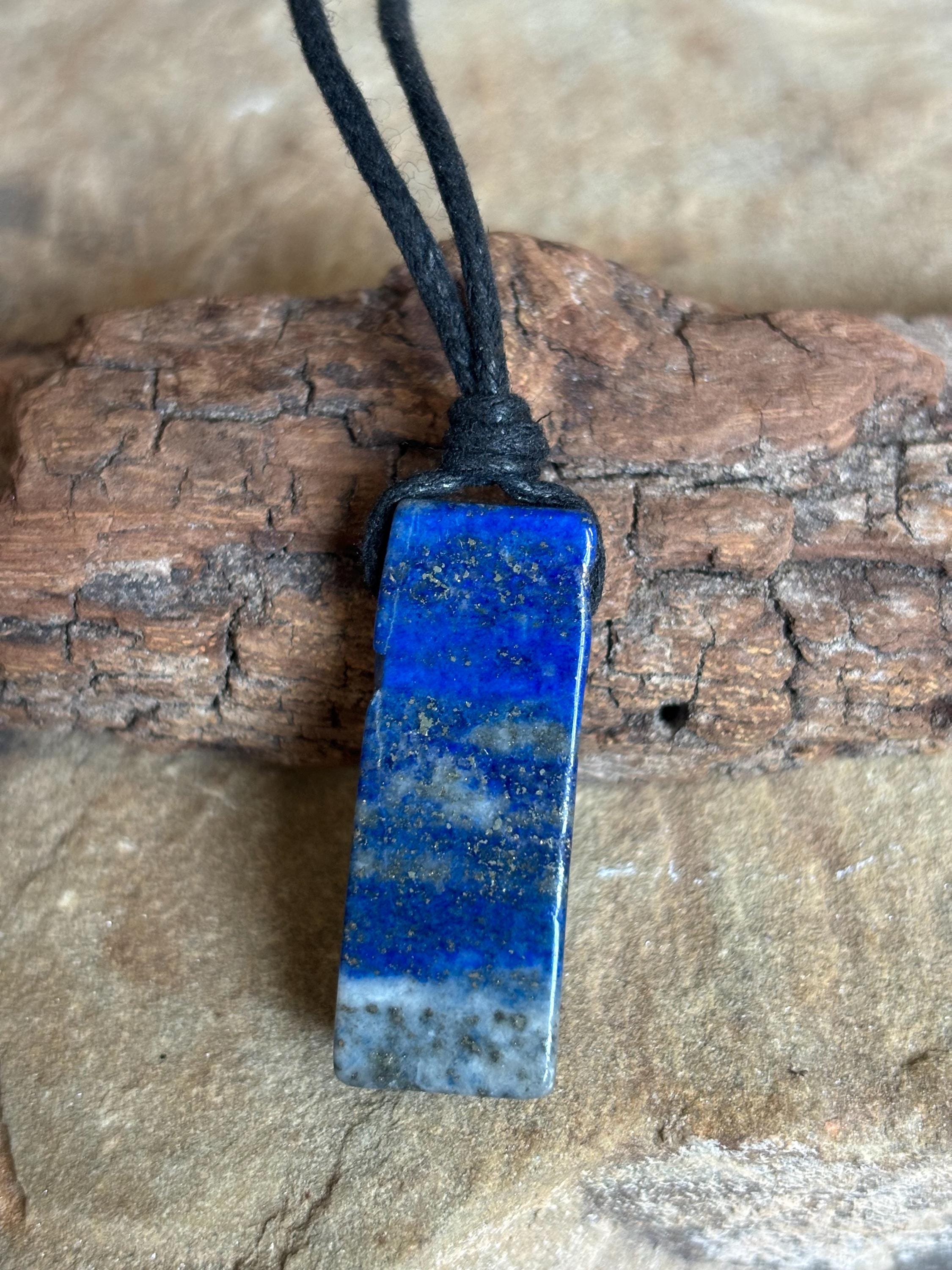 Handmade Lapis Lazuli Gemstone Pendant – Natural Blue Stone, Silver Plated, 1.77 Inch, Hook Closure, India - View #4