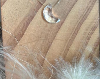 Dainty Faceted Crystal Quartz Crescent Moon Necklace, Cord Necklace, Clarity, Healing, Restoration, Custom Lengths