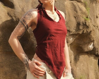 Raw Cotton Halter with Lace up Back | 4 colours available