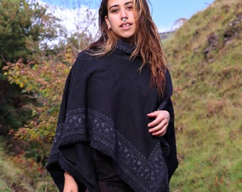 Poncho met blokprint | Verkrijgbaar in 7 kleuren | Eén maat