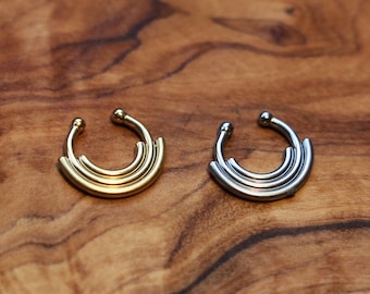 Stacked False Septum Ring | Gold and Silver Surgical Steel