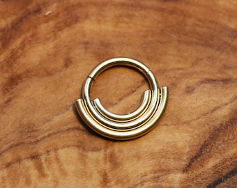 Stack Hinged Segment Septum Ring | Gold PVD and Surgical Steel | 1.2mm