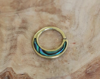 Abalone Shell Septum Ring | Brass & Sterling Silver | Daith | Helix | 1mm / 18 gauge