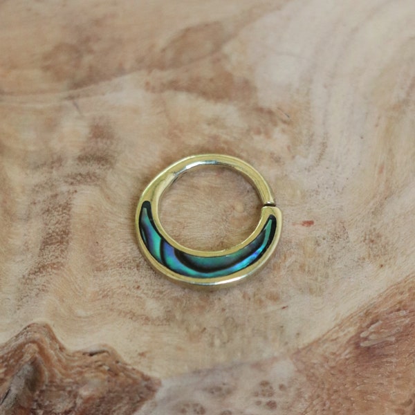 Abalone Shell Septum Ring | Brass & Sterling Silver | Daith | Helix | 1mm / 18 gauge