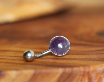 Amethyst or African Jade Belly / Navel Bar | Surgical Steel