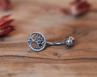 Tree of Life | Belly/Navel Bar | Surgical Steel | Sterling Silver & Brass