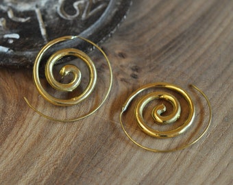 Spiral Earrings | 2 Styles Available | Tribal Brass | Indian Boho Style | Summer Festival Hippy