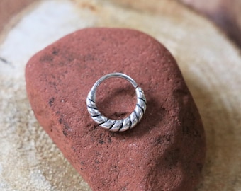 Twisted Septum Nose Ring | Sterling Silver & Brass | 1mm / 18 gauge