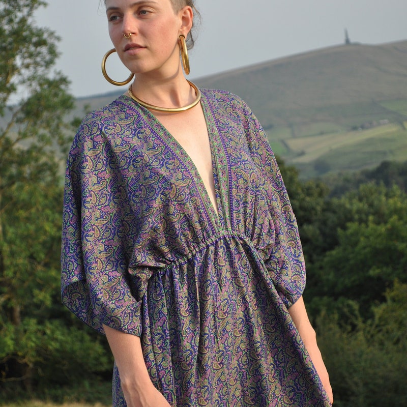 Purple Indian Silk Maxi Dress main image 1