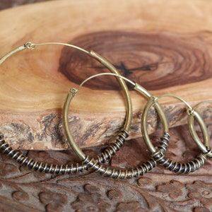 Spiral Wrap Brass Hoops | 4 Sizes Available