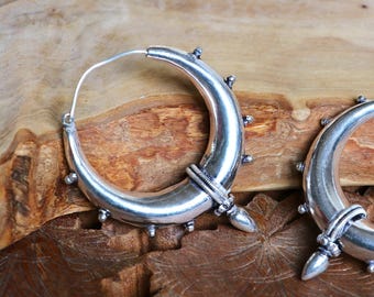 Tribal Spike Hoops | Silver Plated or Plain Brass