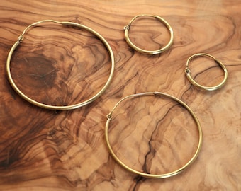 Classic Brass Hoops | 4 Sizes Available | Tribal Soul
