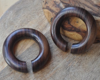 14mm Organic Wooden Ear Weight | Dark Honey Wood | Tribal Body Jewellery