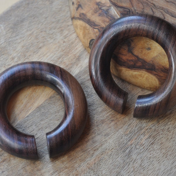 14mm Organic Wooden Ear Weight | Dark Honey Wood | Tribal Body Jewellery