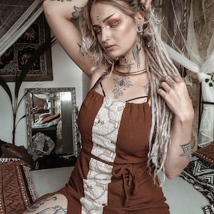 The Shipibo Stripe Halter Dress | Lace up back | Front side slits