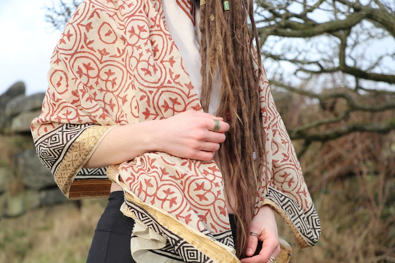 Indian Block Print Scarf 100% Cotton Red Rust