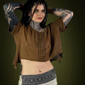 Loose Weave Cotton Top | Block Printed Front