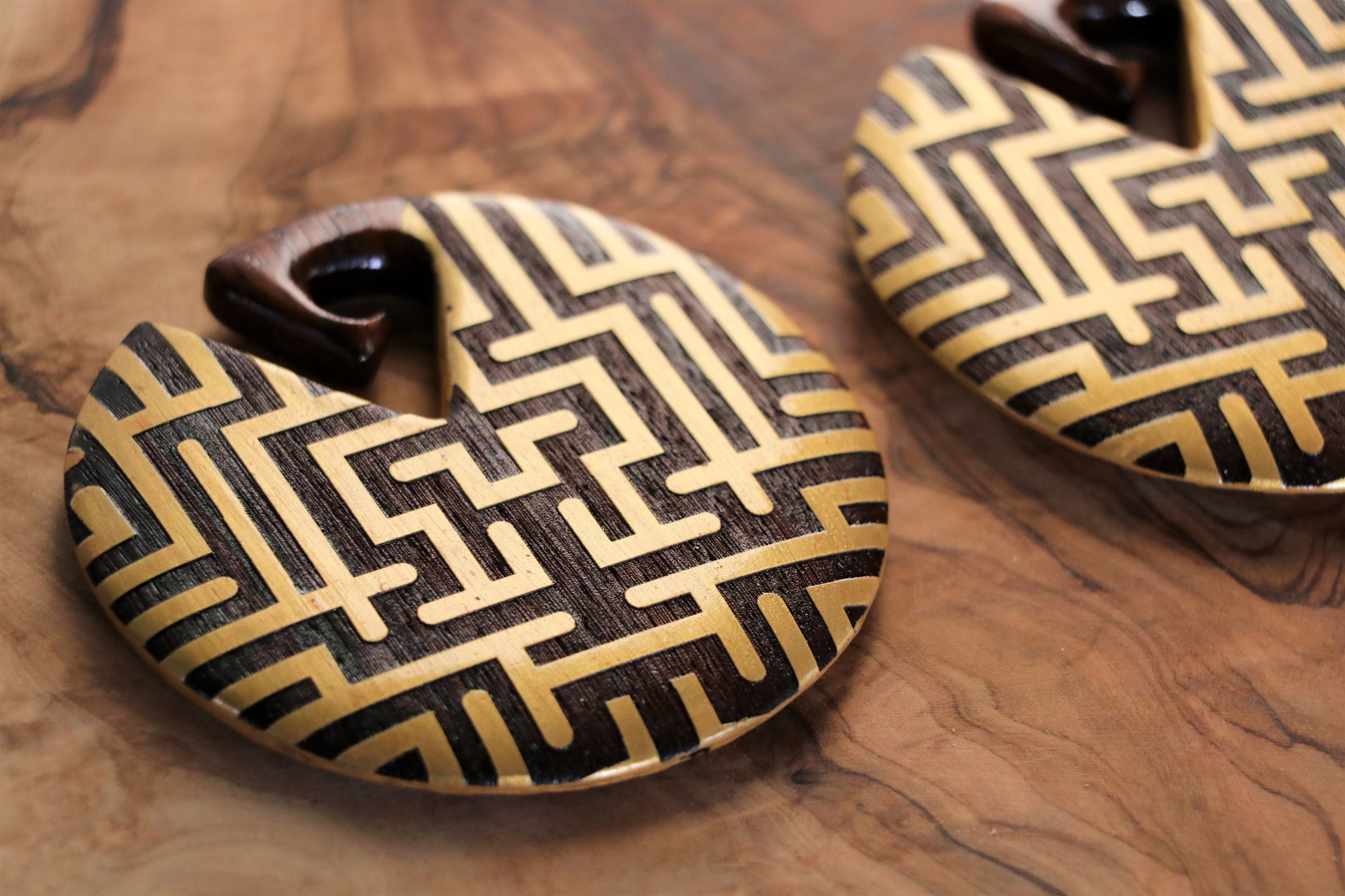 Geometric Wood Ear Weights