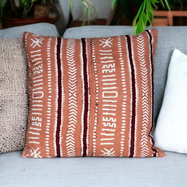 Block Print & Handwoven Cushion Cover | 18” x 18” (45cm x 45cm) | Bespoke | Fair Trade | Bohemian