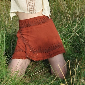 Block Printed Mini Wrap Skirt | 100% Raw Cotton | One Size