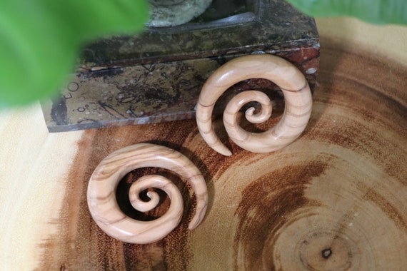 Olive Wood Spiral Ear Stretcher Expander Olive Wood Spiral Ear Stretcher Expander