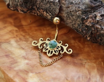 Cyber Bloom Belly / Navel Bar | PVD Gold & Surgical Steel