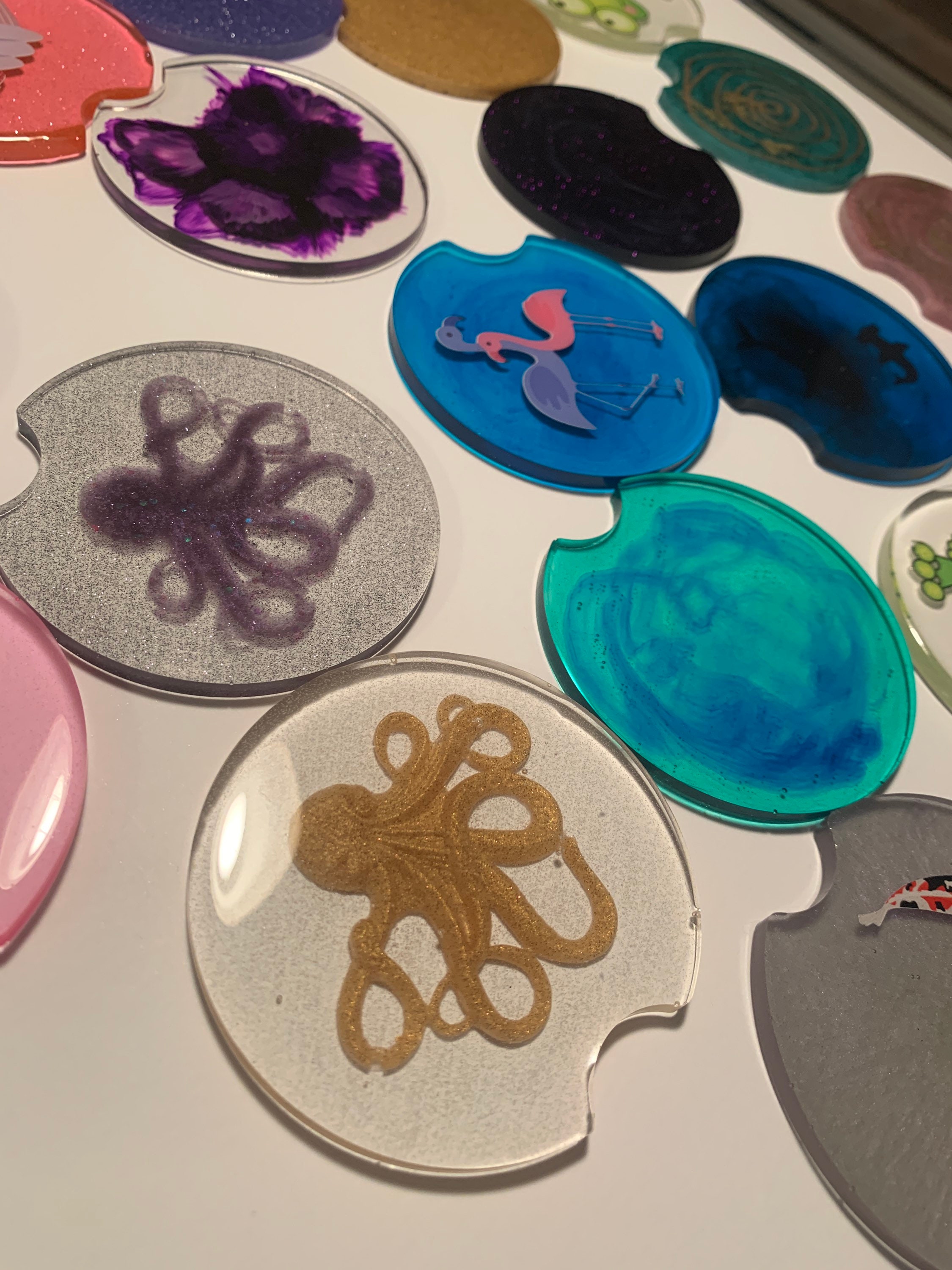Resin car coasters assorted | Etsy