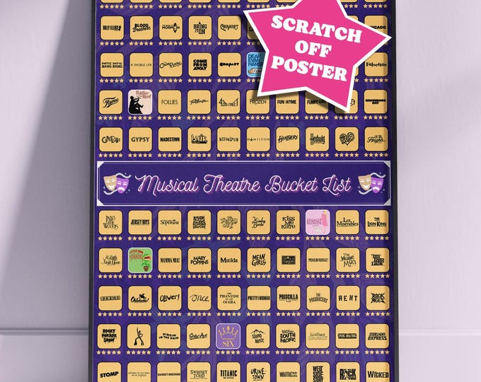 Musical Theatre Scratch Off Poster - Gift for Musical Theatre Fans & Broadway Lovers