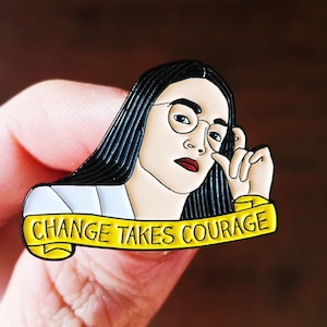 AOC Pin - Alexandria Ocasio-Cortez Pin - Feminist Pin - Feminist Gift - Enamel Pin - Political Pin Badge - Political Gifts