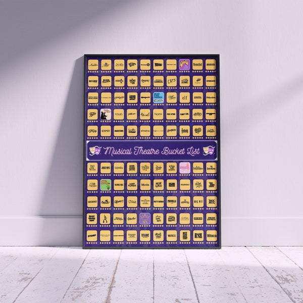 Musical Theatre Scratch Off Poster - Gift for Musical Theatre Fans & Broadway Lovers