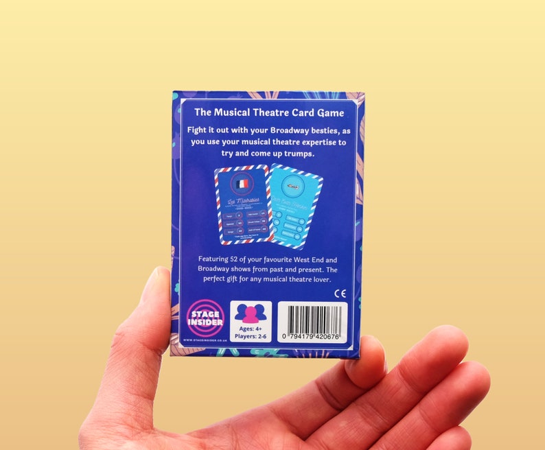 Musical Theatre Card Game - Back of Box - West End & Broadway Gift