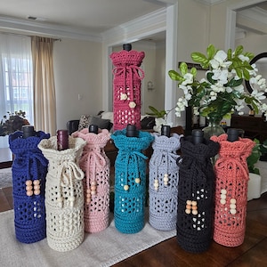 V-Stitch Crochet Wine Bottle Bag Pattern (PDF Download)