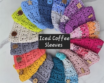 Crochet Iced Coffee Sleeve, Eco-Friendly, Reusable Cold Drink Cozy