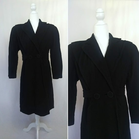1940's Black Wool Princess Coat Vintage Berger's A