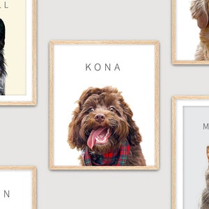 Custom Pet Portrait Using Pet Photo, Personalized Digital Dog Cat Portraits, Gifts for Dog Lovers, Pet Memorial Gifts