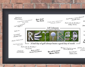 Retirement Gift for Golf Lover, Coworker Retirement Gift, Personalized Retirement Sign, Retirement Guestbook Gift Boss Retirement Party