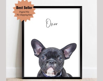 Pet Portrait Custom Dog Wall Art Printable DIGITAL Download, Gift for pet lover, Pet memorial gift