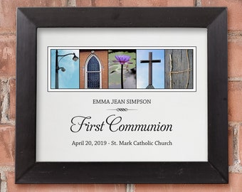 Personalized First Communion Gift for Girl, Custom Name & Date (Digital File)