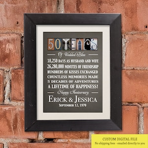 Personalized Printable 50th Wedding Anniversary gift for ANY anniversary year Anniversary gifts for parents grandparents Golden Anniversary