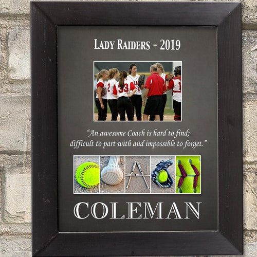 Softball Coach Gift Idea Coaches Gifts Softball Gift Thank Etsy