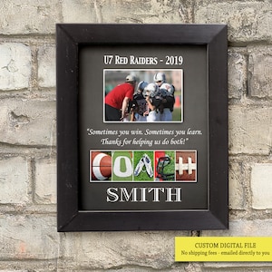 Custom Printable Gift for Football Coach, Team gift for football coach, End of season gift for football coach, Assistant coach gifts