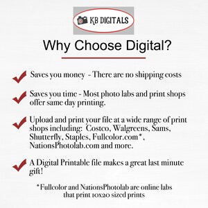 May include: A digital print advertisement with the text "Why Choose Digital?" and a logo for KB DIGITALS. The ad highlights the benefits of digital prints, including cost savings, time efficiency, and printing options at various retailers.