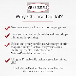 May include: A digital print advertisement with the text "Why Choose Digital?" and a logo for KB DIGITALS. The ad highlights the benefits of digital prints, including cost savings, time efficiency, and printing options at various retailers.