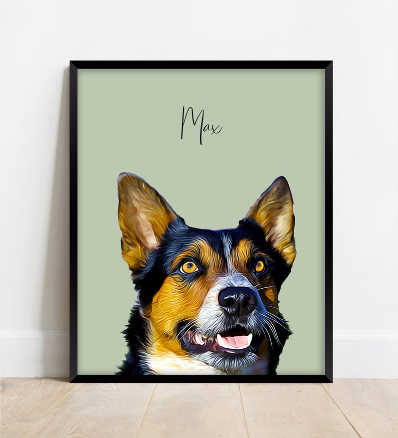 Pet Portrait Custom Dog Wall Art Printable DIGITAL Download, Gift for pet lover, Pet memorial gift image 9