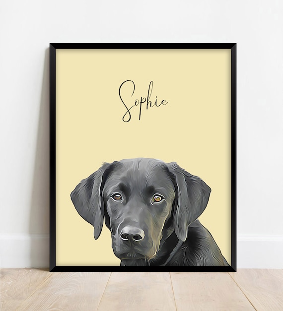 Custom Pet Portrait Dog Painting Wall Art Printable DIGITAL