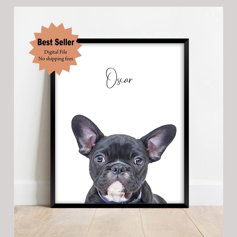 Pet Portrait Custom Dog Wall Art Printable DIGITAL Download, Gift for pet lover, Pet memorial gift image 1