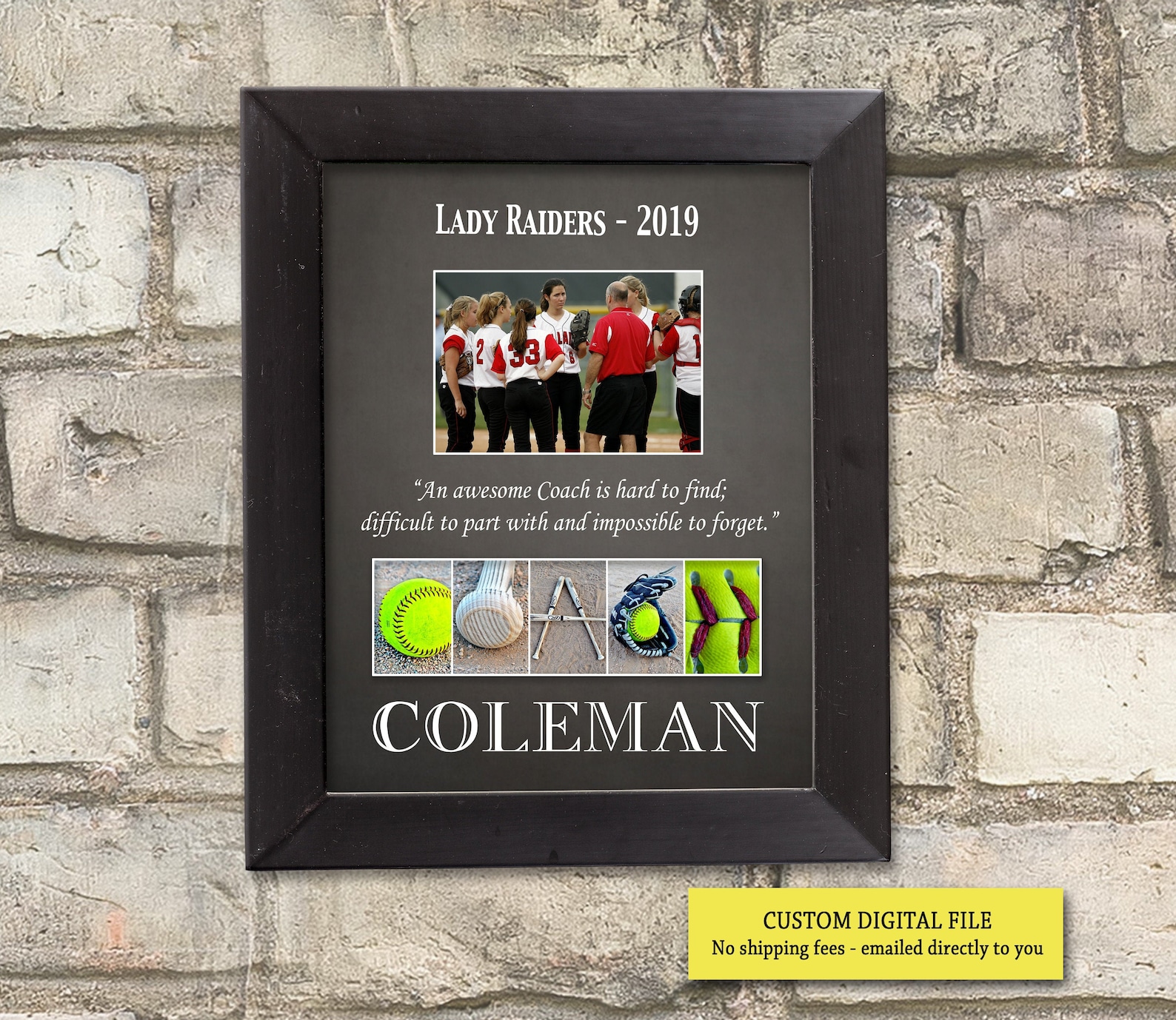 Softball Coach Gift Idea Coaches Gifts Softball Gift Thank Etsy