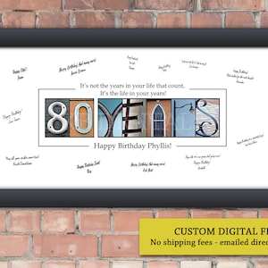 80th Birthday Gift Ideas, 80th Birthday Gift for Dad, regalo de cumpleaños 80 para mamá, 80th Birthday Decorations Guestbook, 80th Birthday Poster