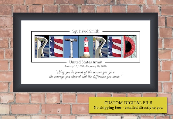 Custom Military Retirement Gift At Ease Retirement, Military Gift, Army Retirement, Navy Retirement, Air Force Retirement, Marine Retirement
