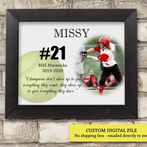 Personalized Printable Gift for Softball Player Team Gift, Softball Senior Gift, End of season gift for softball players